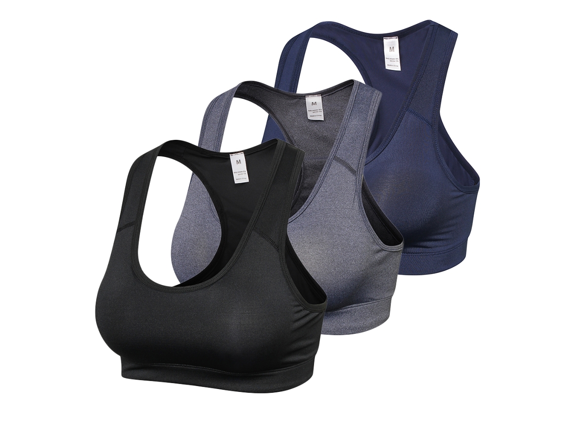 Kit de 3 Sutiãs Esportivos Racerback com Bola para Mulher | S/MARCA