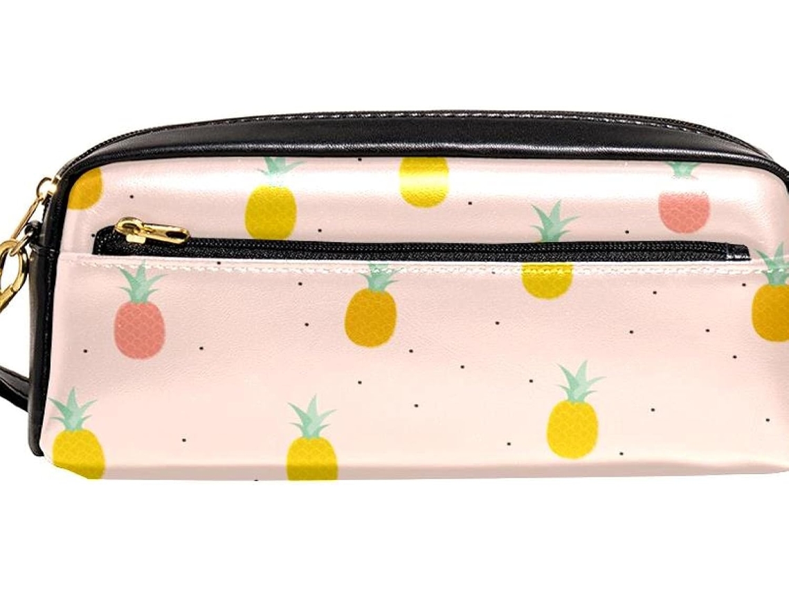 Este organizador de lápis grande com estampa de abacáxi rosa é ideal para escola, adolescentes, meninos, meninas e homens.