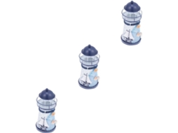 Conjunto De 3 Castiçais Artísticos De Ferro Em Estilo Mediterrâneo, Com Design De Farol E Vela, Deco Gokoco