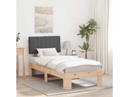 Vidaxl Estrutura De Cama Com Cabeceira Estofada Cinza Escuro