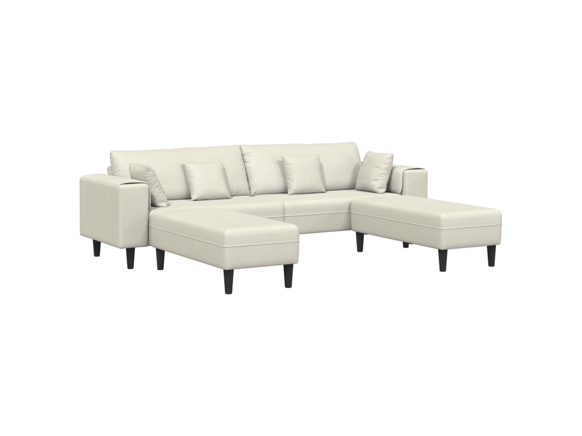 Conjunto 3 Sofá De Sala De Estar Vidaxl Creme Veludo (250 X 188 X 76 Cm)