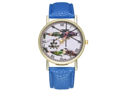 Relógio de pulso masculino elegante com mecanismo de quartzo, azul royal.