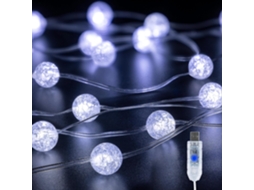 Cordão de Luzes Globe, 3 M, 30 Leds, Usb, Bolas de Cristal À Prova D'água com Efeito Craquelado e 8 Modos BRILVIBERA