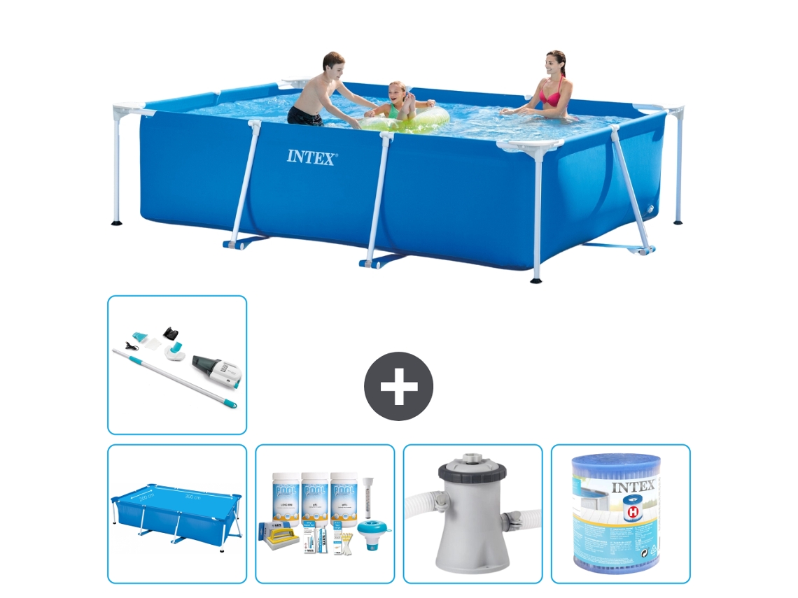 Intex Piscina Com Estrutura Retangular - 300x200x75 Cm - 6-peças S30162