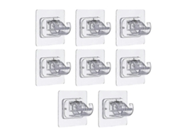8pcs Suporte Autoadesivo Para Varão De Cortina, Sem Furos, Ganchos Ajustáveis​​ Sem Pregos, Ganchos De Armazenamento, Grampo Transparente