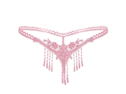 Calzones De Perla Transpirables Para Mujer Lencería Encaje Tanga Abierto Sexy Rosa