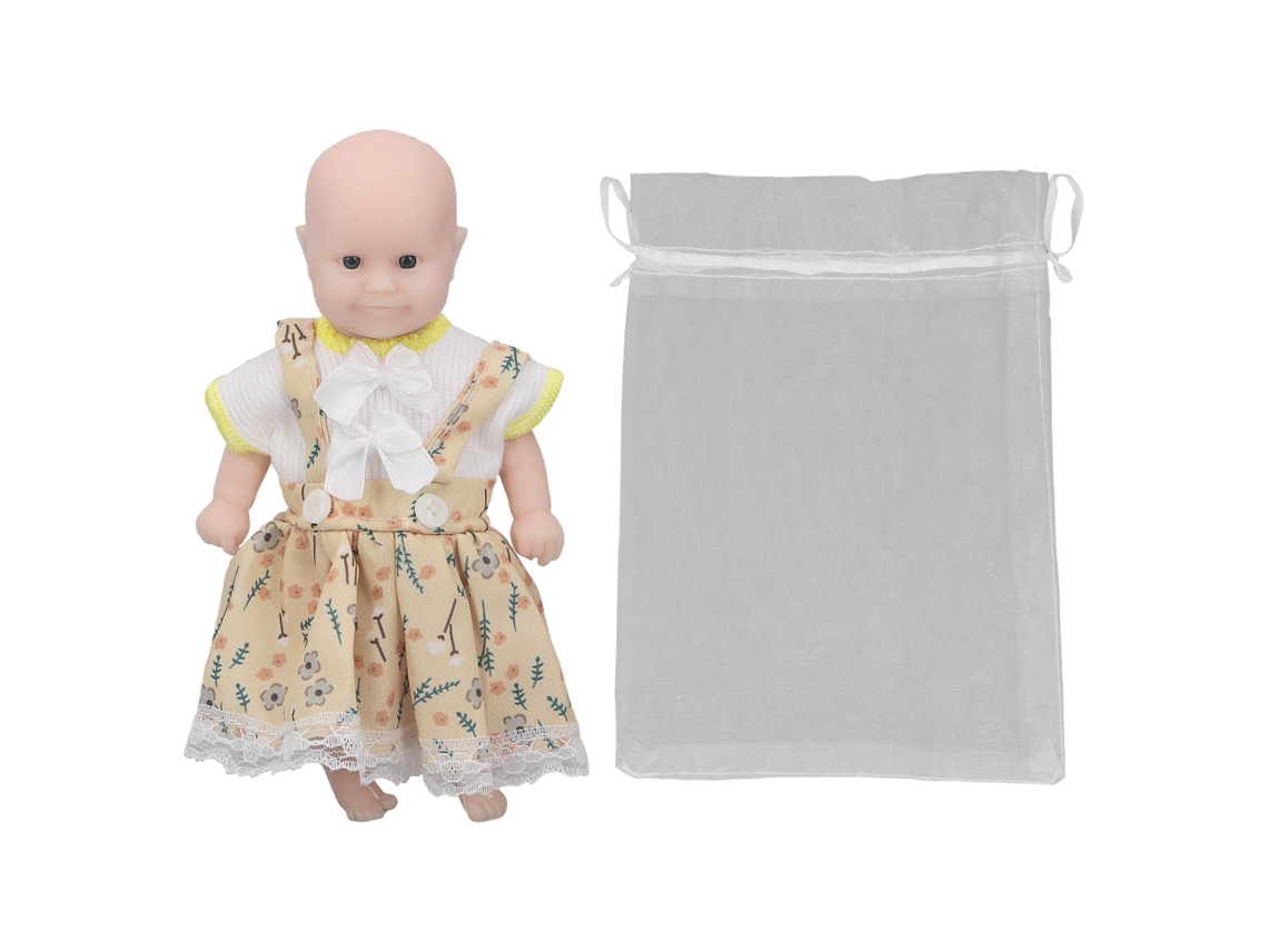 Mali boneca Bebê Silicone Lifelike Sem Cabelo 6 Polegadas Vestido Amarelo Nova