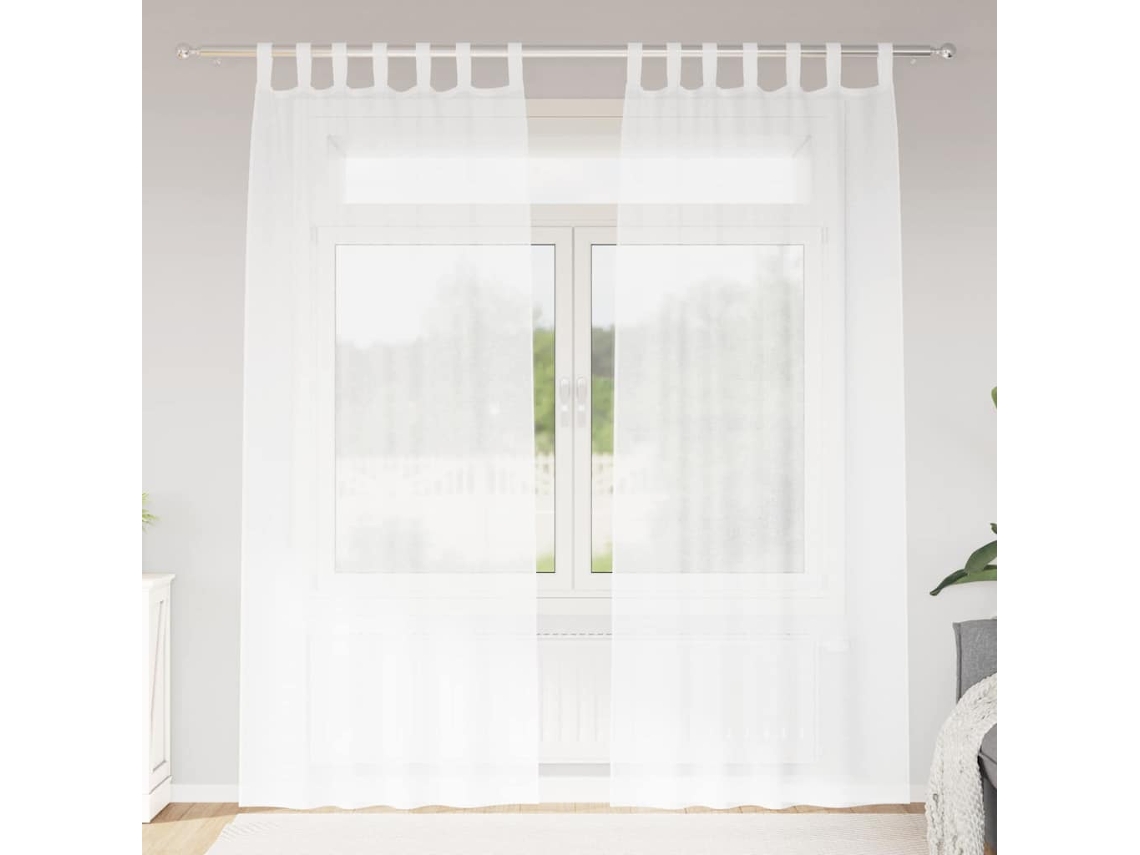 Vidaxl Cortina De Voile 2 Unid. Branco 245 X 140 Cm Poliéster