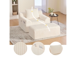Sofá Futon Moderno de 1,73m, Conversível em Cama, para Espaços Pequenos