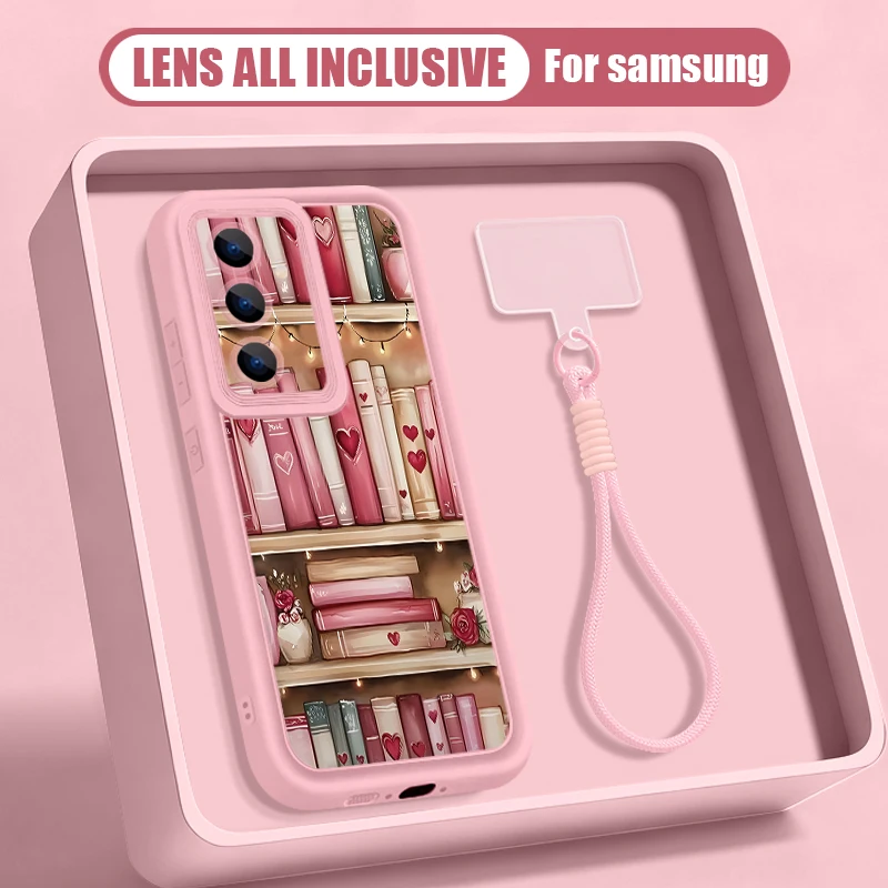 Capa Para Celular Samsung Com Cordão E Estampa De Coração (rosa)