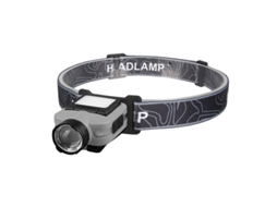 Lanterna De Cabeça Cinza Com Sensor Led Cob+ Clipe Para Boné Recarregável Via Usb Bateria Integrada Ideal Para Pesca E Camping