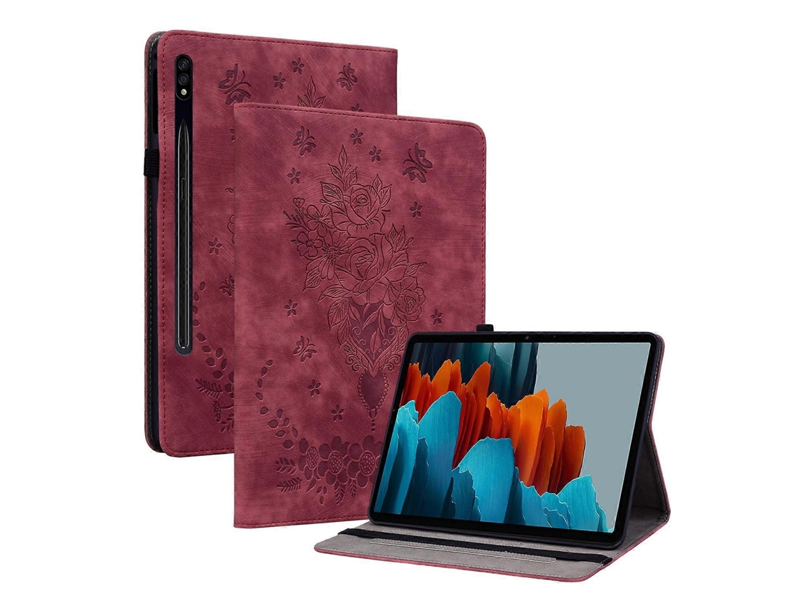 Capa de couro para tablet Webake com estampa de borboleta rosa