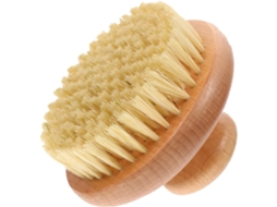 Escova De Banho Corporal Com Cabo Redondo Madeira, Esfoliante E Com Pegada Confortável Para Uma Massagem Relaxante Em