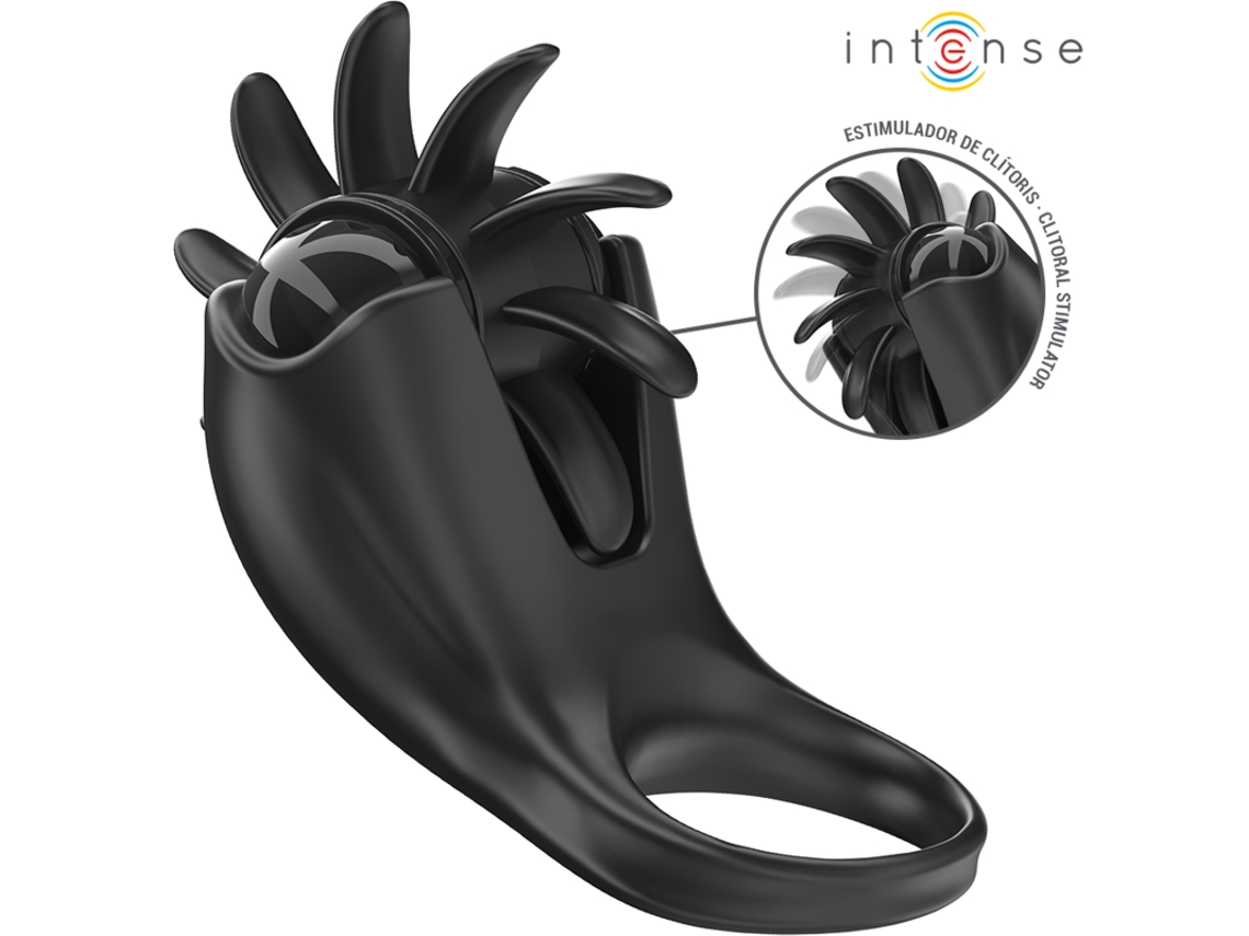 Intense - Mabel Anel Vibratório 10 Vibrações Com Estimulador Clitóris Preto