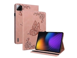 Capa de couro para tablet Webake com estampa de borboleta e flor