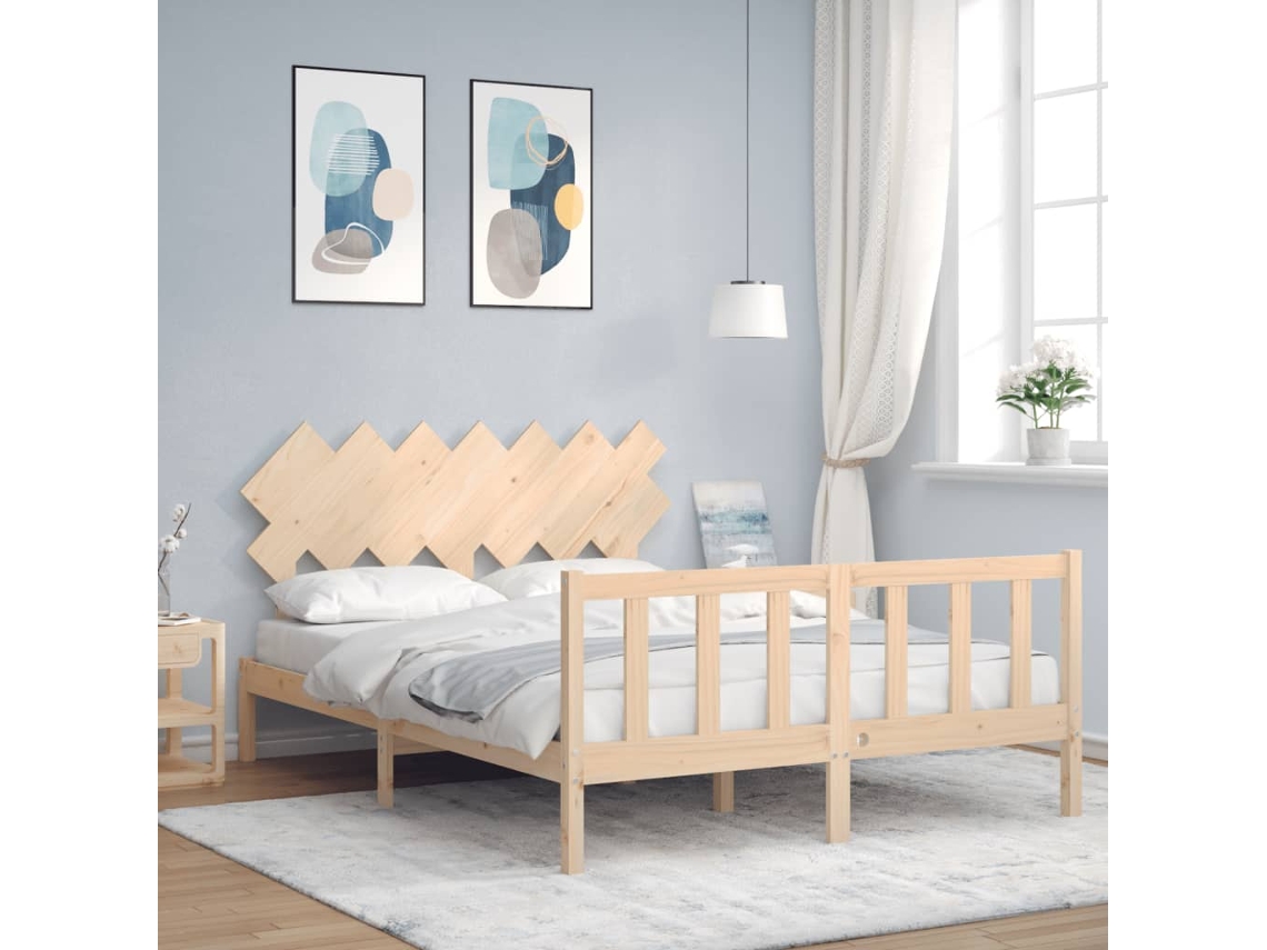 Estrutura De Cama King Size Com Cabeceira Madeira Maciça