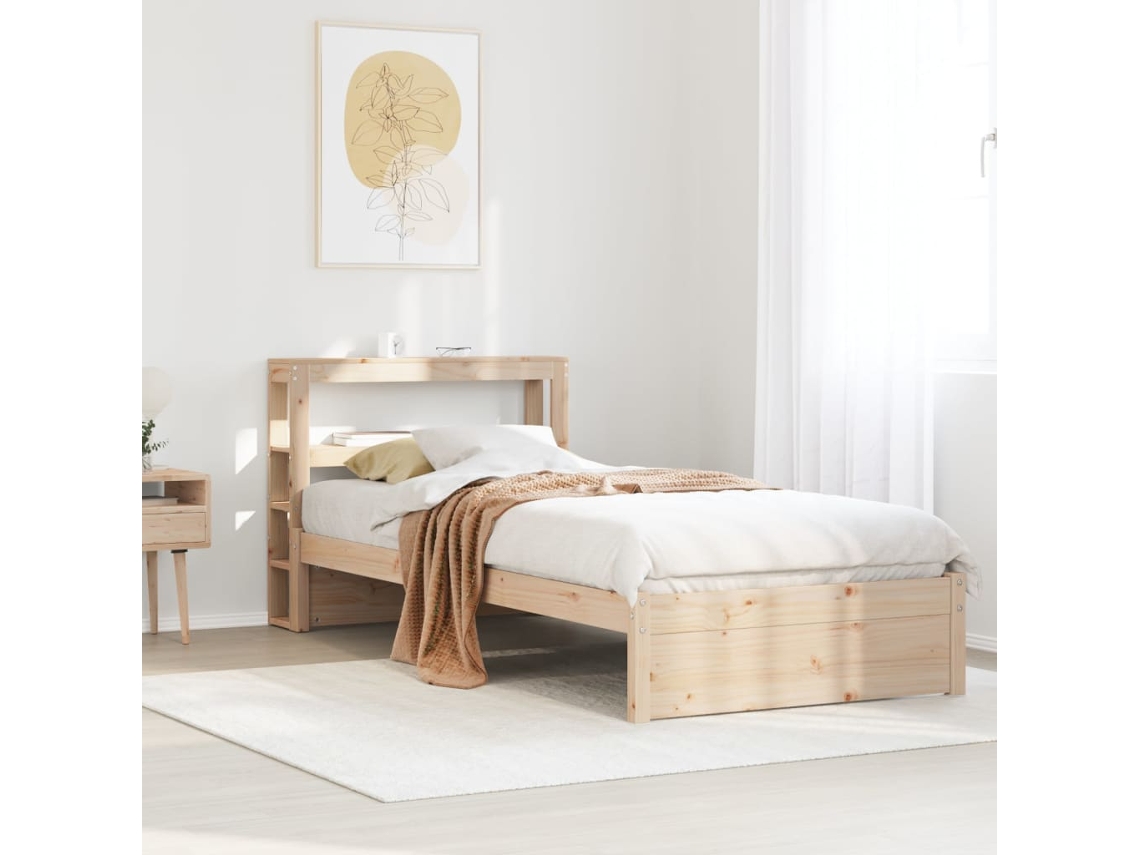 Estrutura De Cama Com Cabeceira 90x190 Cm Pinho Maciço