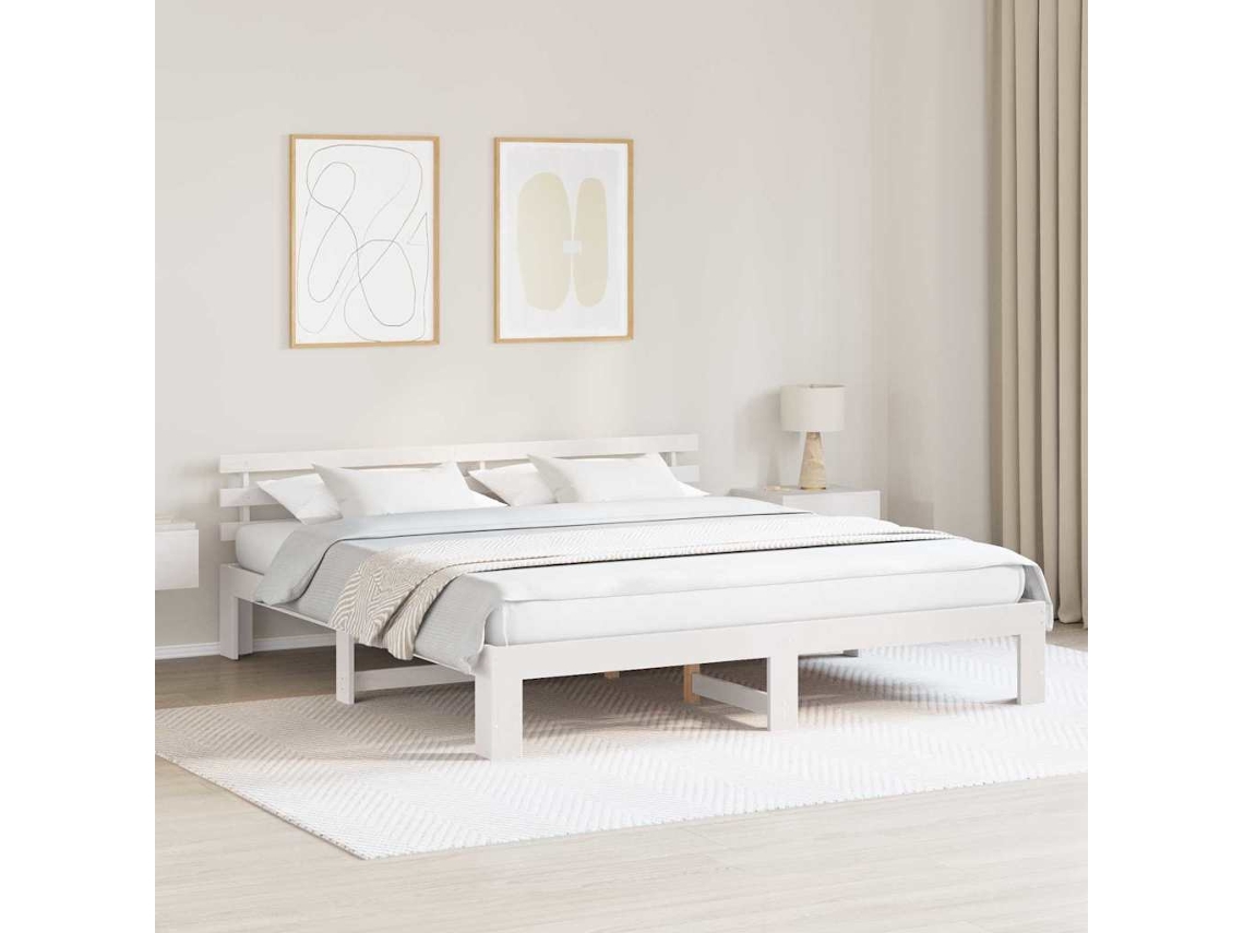 Vidaxl Estrutura Da Cama Com Cabeceira Branco 180 X 200 Cm
