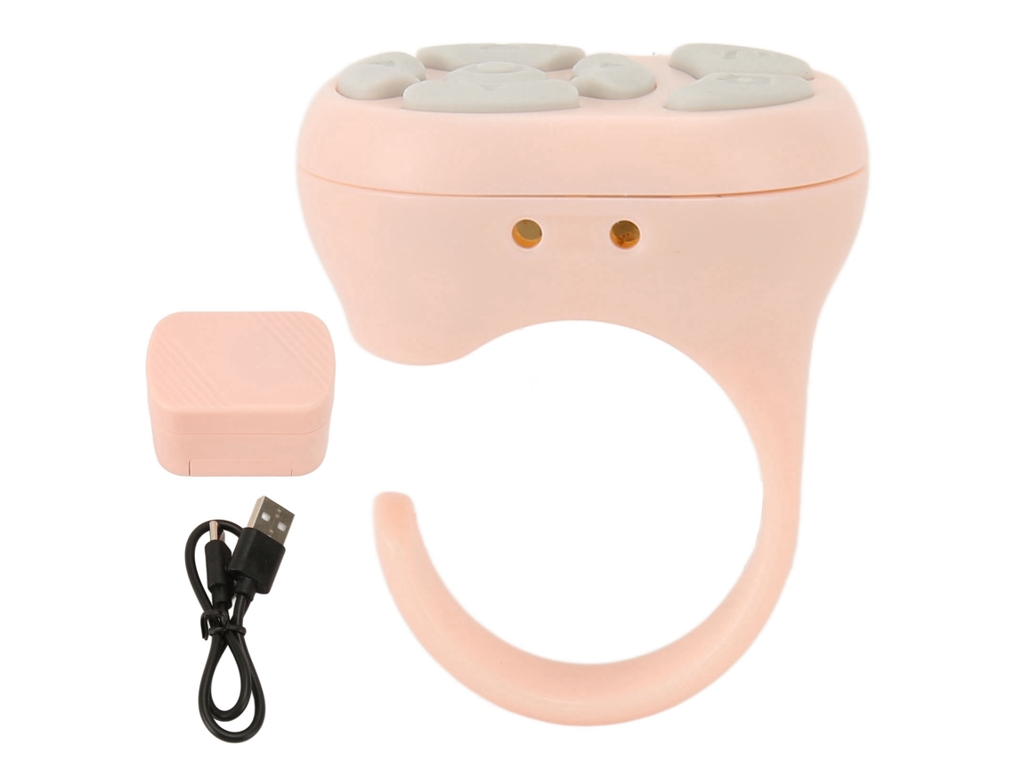 Anel De Rolagem Com Controle Remoto Bluetooth 5.3 Para Celular Girafa Tira Selfie Câmera Com Estojo De Carregamento Rosa