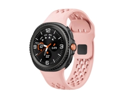 Bracelete Para Samsung Galaxy Watch 8 / 8 Classic - Silicone Com Fivela Reversa Preta No Estilo Clássico - Rosa