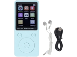 Reprodutor de MP3/MP4 Bluetooth de 64 GB, tela de 64 GB, alto-falante, gravador com tela de 1,8" para voz, imagem e livros (azul)