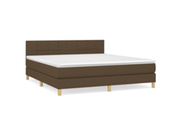 Cama com Molas e Colchão 180x200 cm Tecido Castanho Escuro MAISON EXCLUSIVE