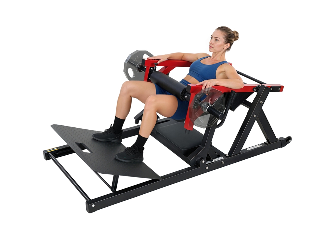 Hip Thrust Machine With Adjustable Platform. 270 Kg Capacity And Weight Rack. Red.