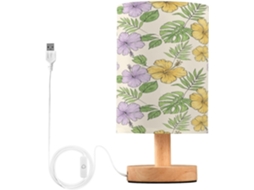 Abajur De Cabeceira Led Em Formato Palmeira Para Quarto, Luminária De Leitura Com Portas Usb E Cúpula Tecido Para Sala