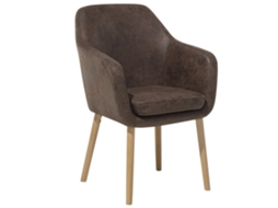 Silla De Diseño Beliani Yorkville De Piel Sintética Marrón 56x46x82