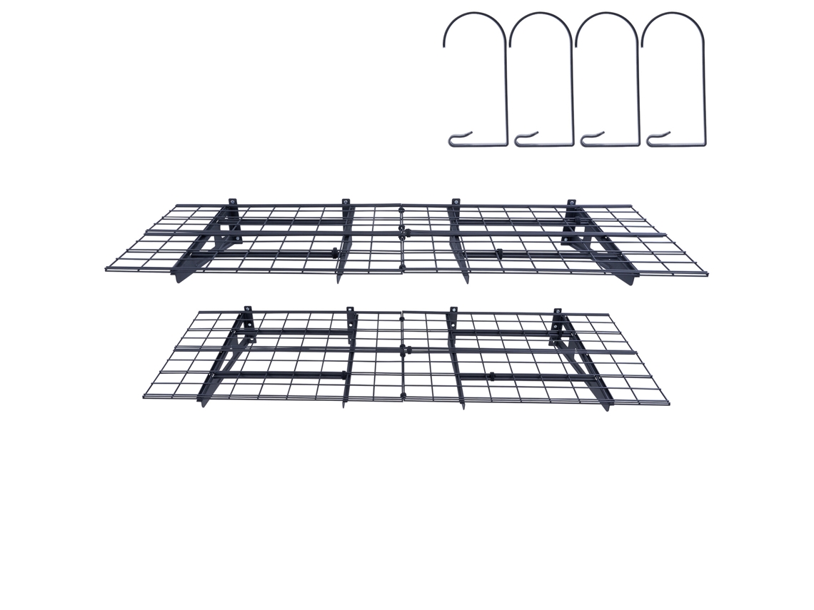Prateleiras Flutuantes de Parede para Garagem, 122 X 61 Cm, Conjunto 2 Peças, Grande Superfície Útil, Carga 227 Kg por Prateleira Suspensa Metal