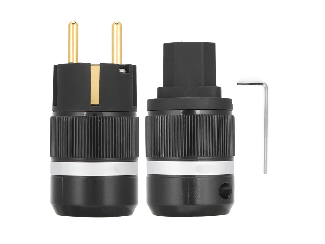 Conector de alimentação em cobre puro banhado a ouro 24k para cabo de áudio