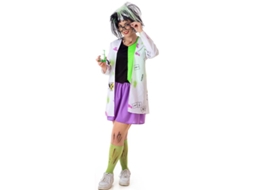 Fato de Cientista Louca branca e verde para mulher