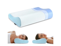 Almofadas de Espuma Viscoelástica, Almofada Cervical Ergonómica para Dormir, Almofada Ortopédica Anatómica Azul BESTVITE