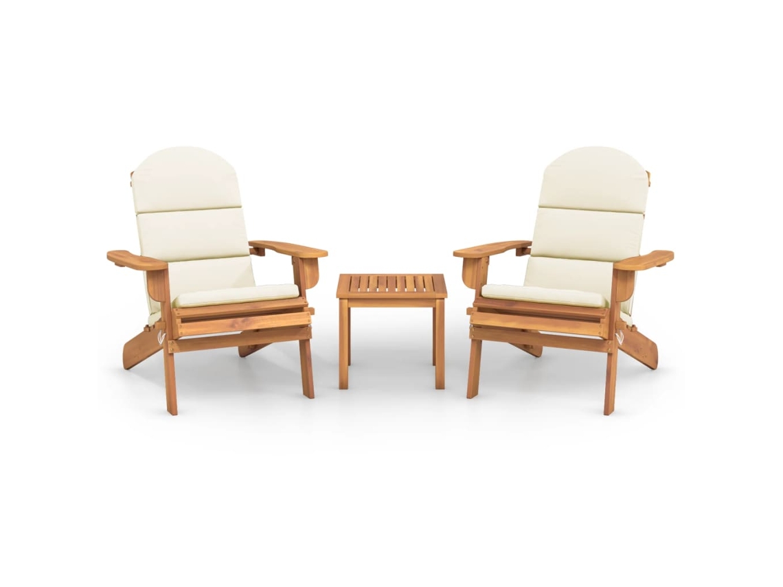 3 Pcs Conjunto Lounge de Jardim Adirondack Acácia Maciça MAISON EXCLUSIVE