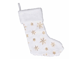Meia Grande Natal Bordada Floco Neve Paillettes Decoração Familiar