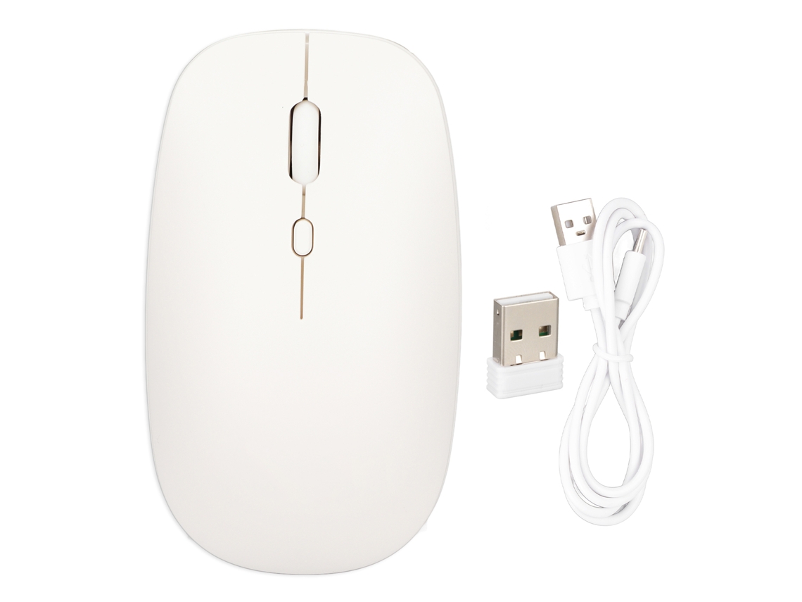Rato Sem Fio Silencioso 2.4g Slim Modo Duplo Branco