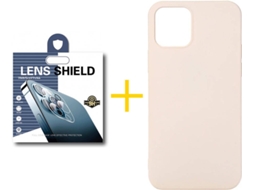 Capa + 1 Película de Câmara para iPhone 12 Pro SKYHE Rosa-Creme