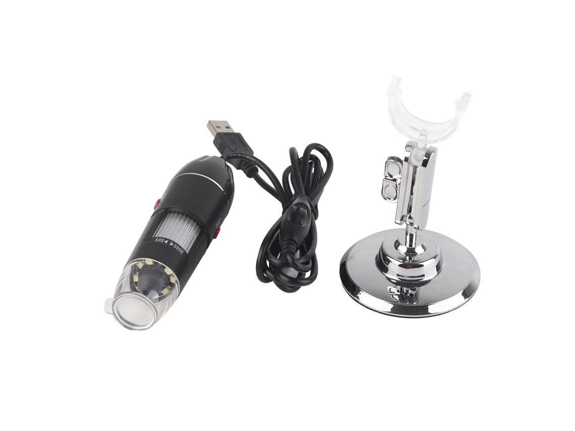 Microscópio Usb 50x-500x Lupa Led 0.3mp Com Suporte Para Computador
