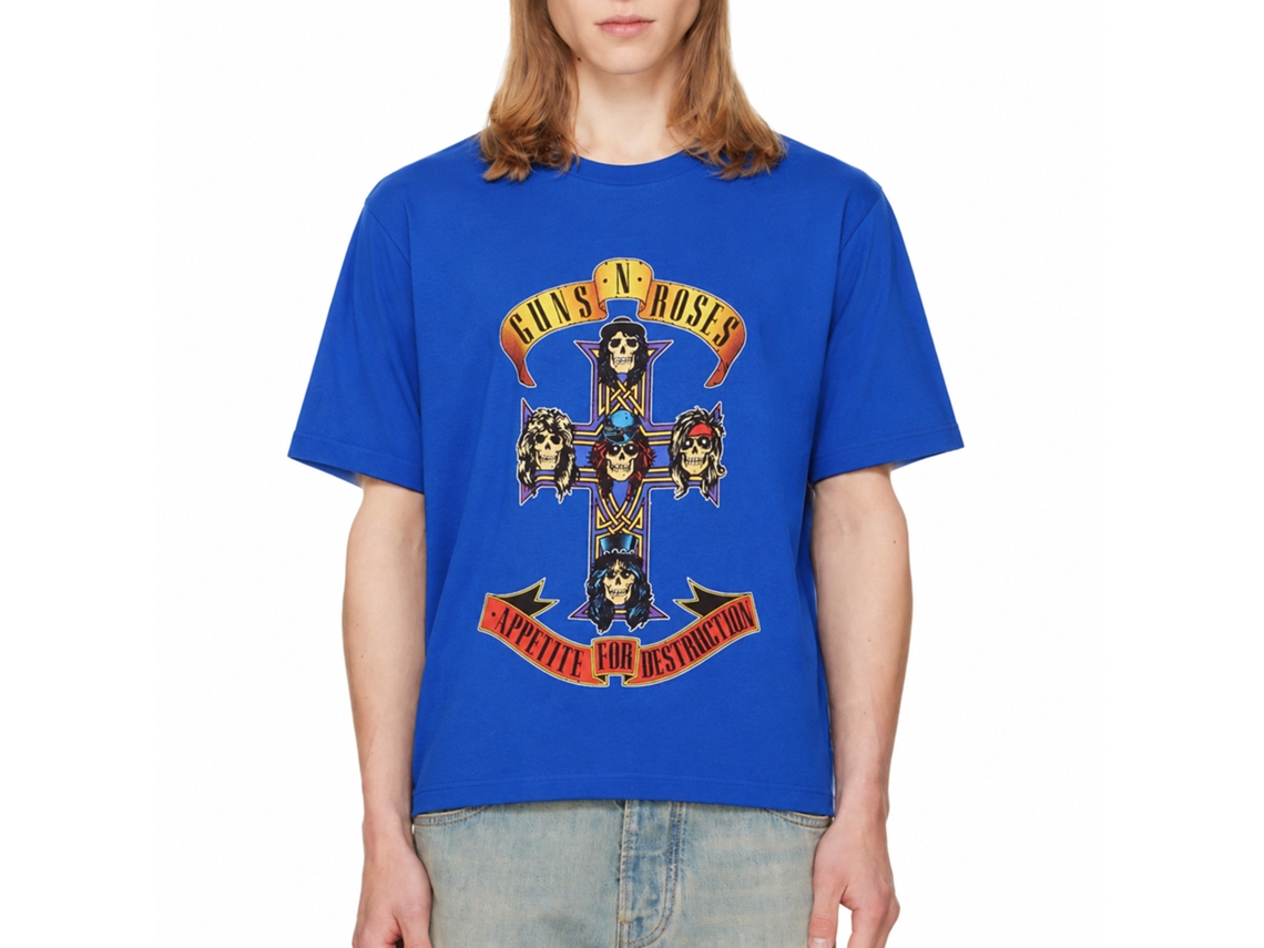 Guns N' Roses Cross T-shirt Royal Blue Unisex Adults Size:xxl