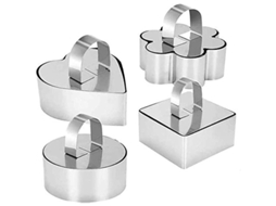 Formas de bolo Rebe 3D em aço inoxidável com espátula, conjunto de 4 formatos diferentes para cozinha.