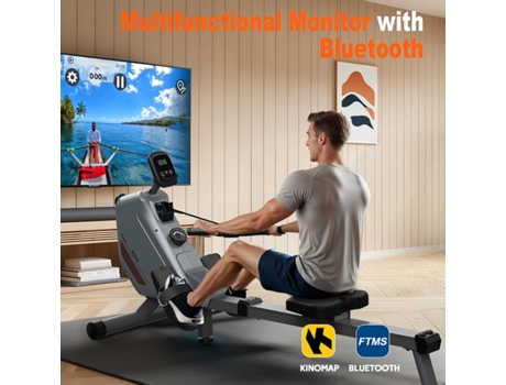 Rm3g Máquina De Remo Dobrável, Resistência Magnética 300n, 16 Níveis, Bluetooth, Capacidade De 150kg Mettlematic