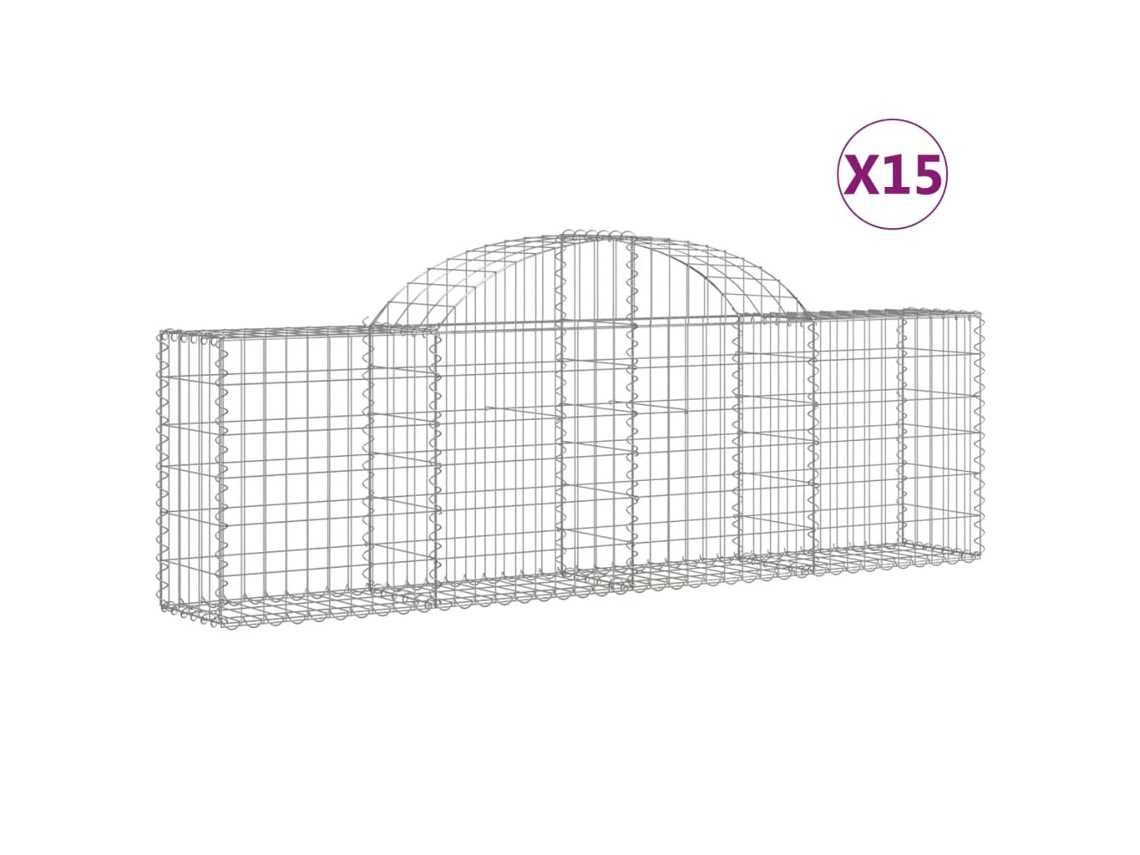 Gabion Basket, Gabion Baskets Vidaxl Prateado Ferro (200 X 30 X 60/80 Cm)