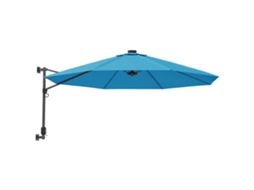 Maison Exclusive - Guarda-sol De Parede Com Luzes Led 290 Cm Azul-mar