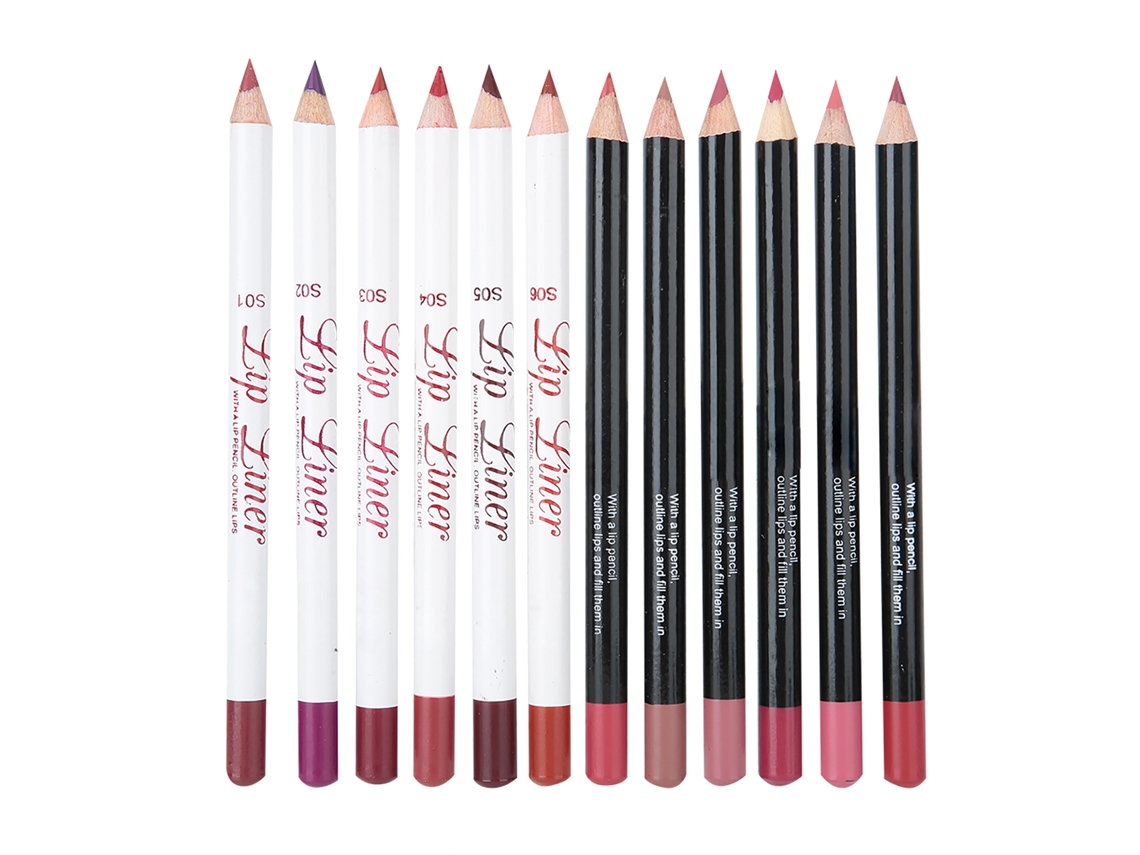 Laxiscreed Batom Matte À Prova D'água Com 12 Cores E Lápis De Contorno Para Maquilhagem Duradoura