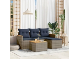 Conjunto de Sofá de Jardim com 10 Peças e Almofadas em Rattan Sintético Preto VIDAXL