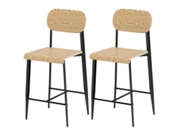 2 Banquetas Industrial Natural/preto Assento 66cm