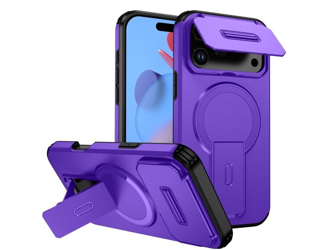 Capa Com Suporte Magsafe Para Iphone 17 Pro Max - Abertura Deslizante Com Proteção De Câmara
