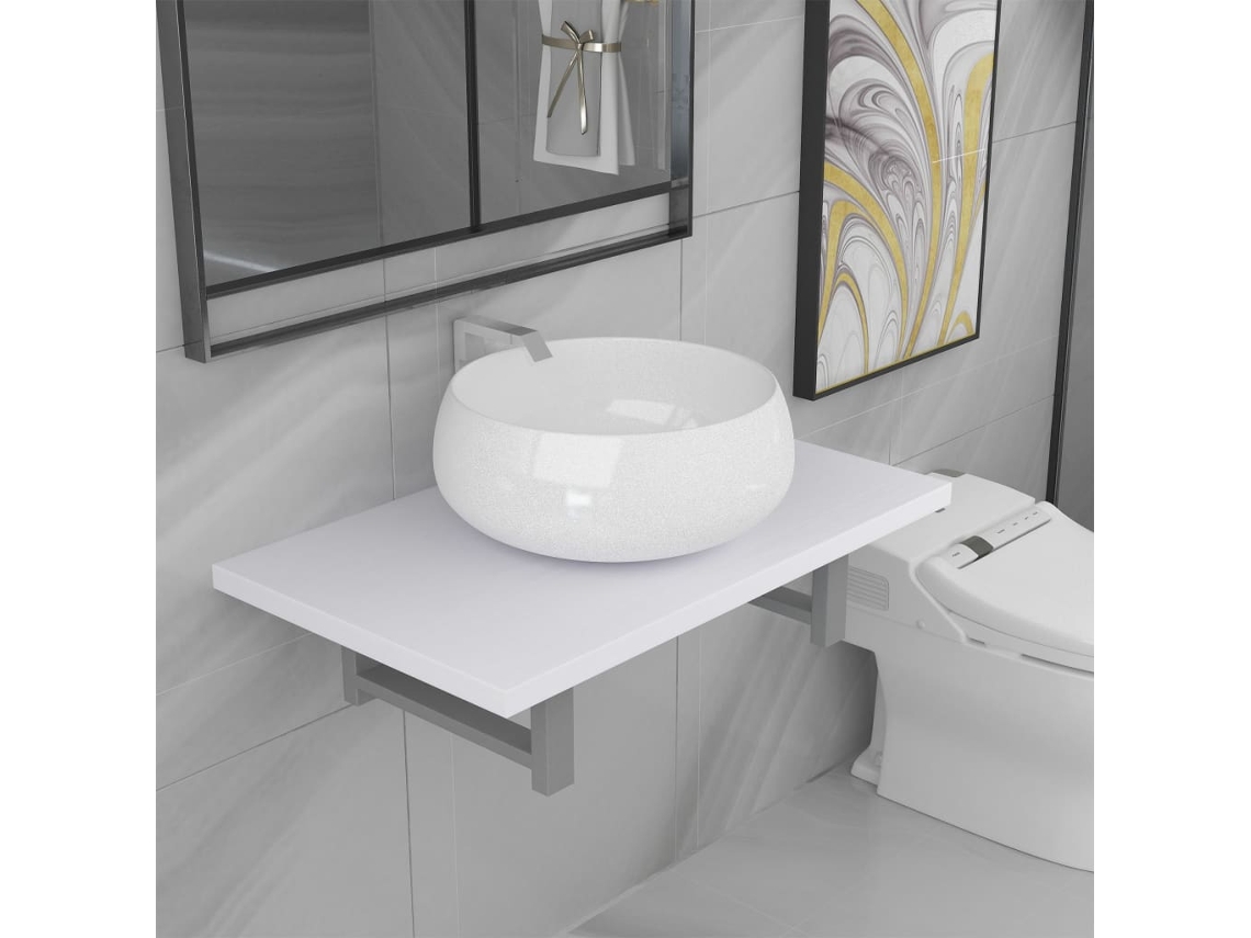 Vidaxl Conjunto De Móveis De Casa Banho 2 Peças Cerâmica Branco