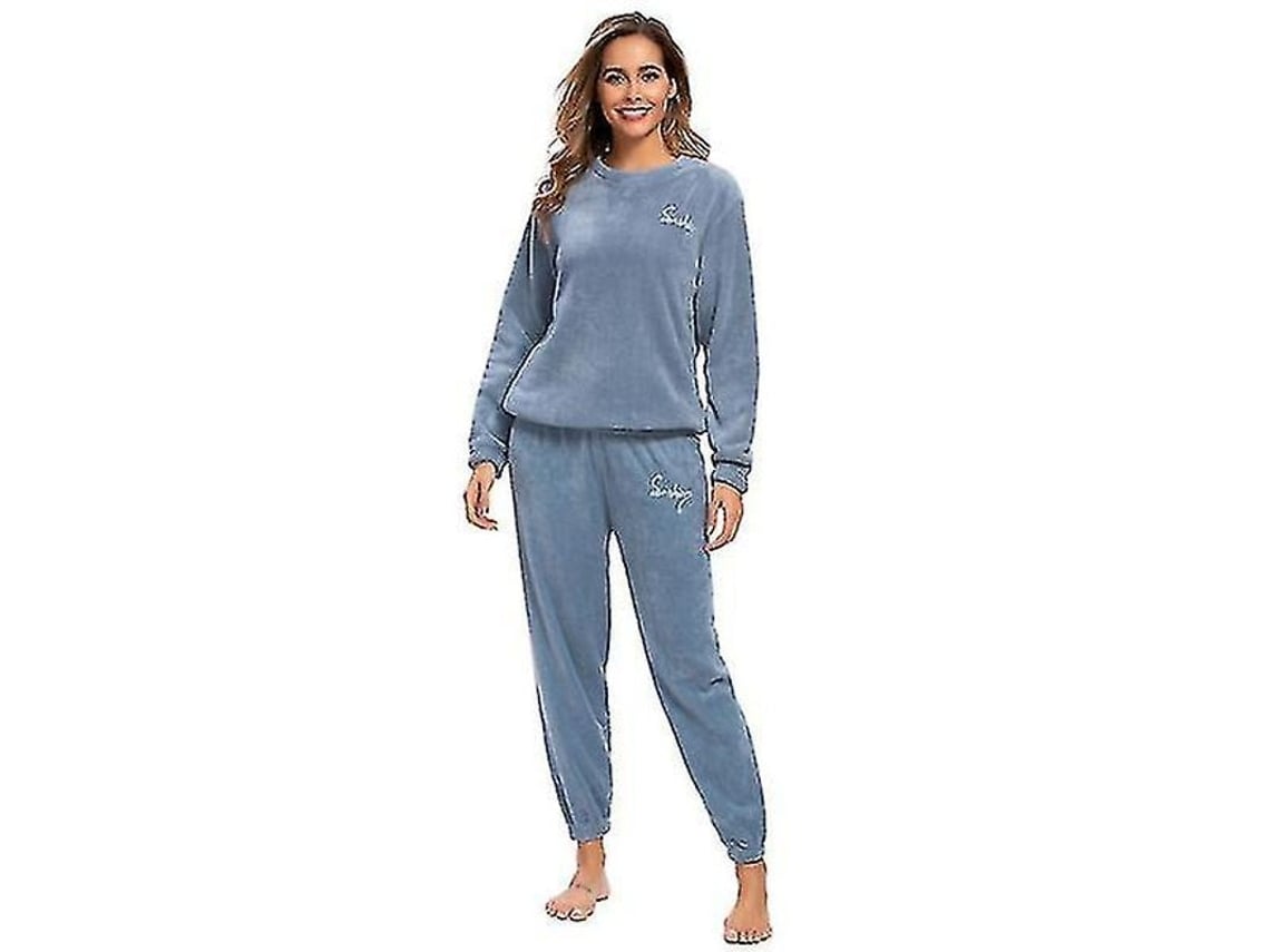 2026 pijama de Inverno para Mulher Plus Size com Suéter e Calças de Felpa Gola Redonda Suave e Confortável