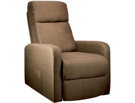 Poltrona Massagem Manual Reclinável Lumbar Heat Tecido Castanho Gridinlux